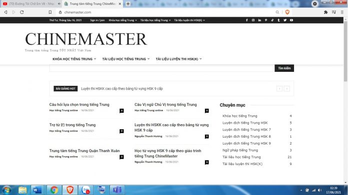 Tài liệu học từ vựng tiếng Trung HSK 9 cấp mới nhất