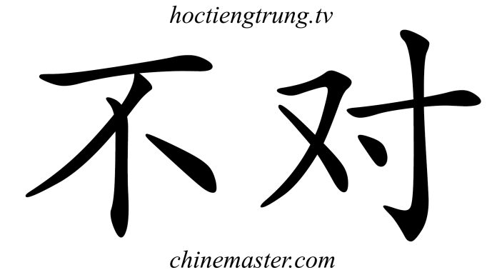 不对 Từ điển tiếng Trung Thầy Vũ ChineMaster